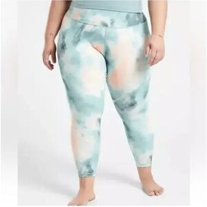 Athleta Elation Printed 7/8 Tights‎ Leggings Marine Minimalistic Grey Size 1X